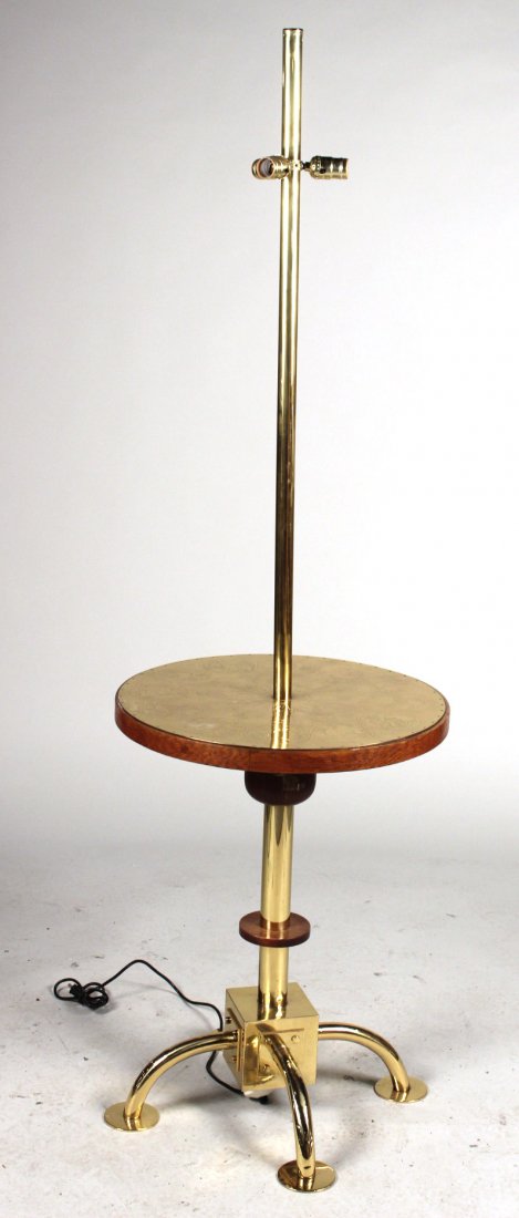 Brass and Wood "Zodiac" Table Floor Lamp (1 of 9)
