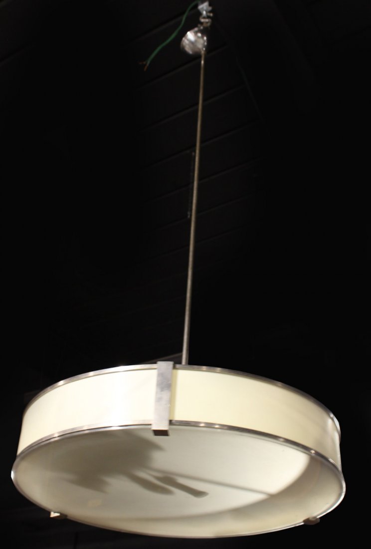 Contemporary Metal and Glass Ceiling Fixture: Late 20th C. 4'1"h x 20"dia.
