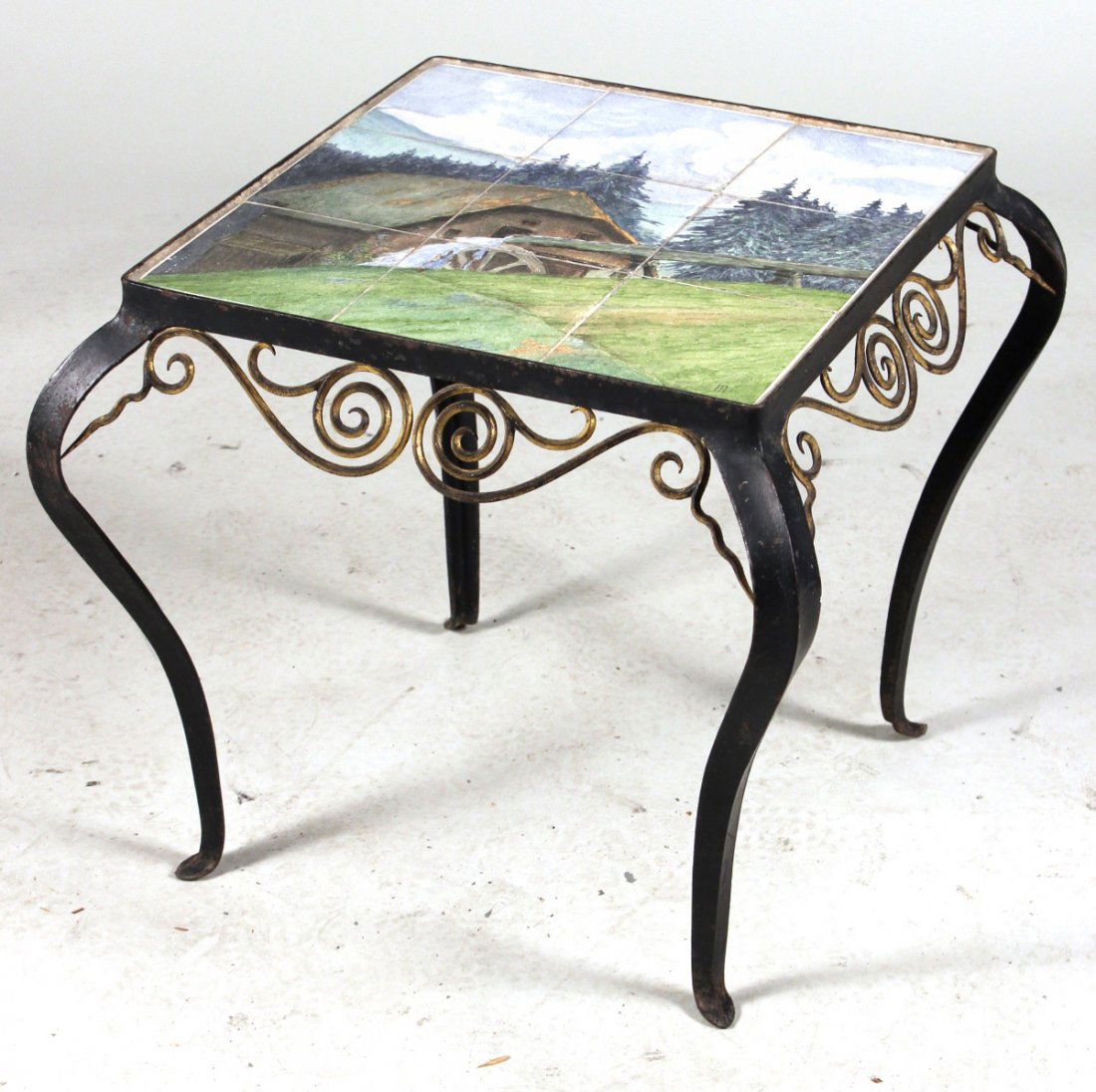 Tile-Inset Painted Metal Side Table (1 of 6)