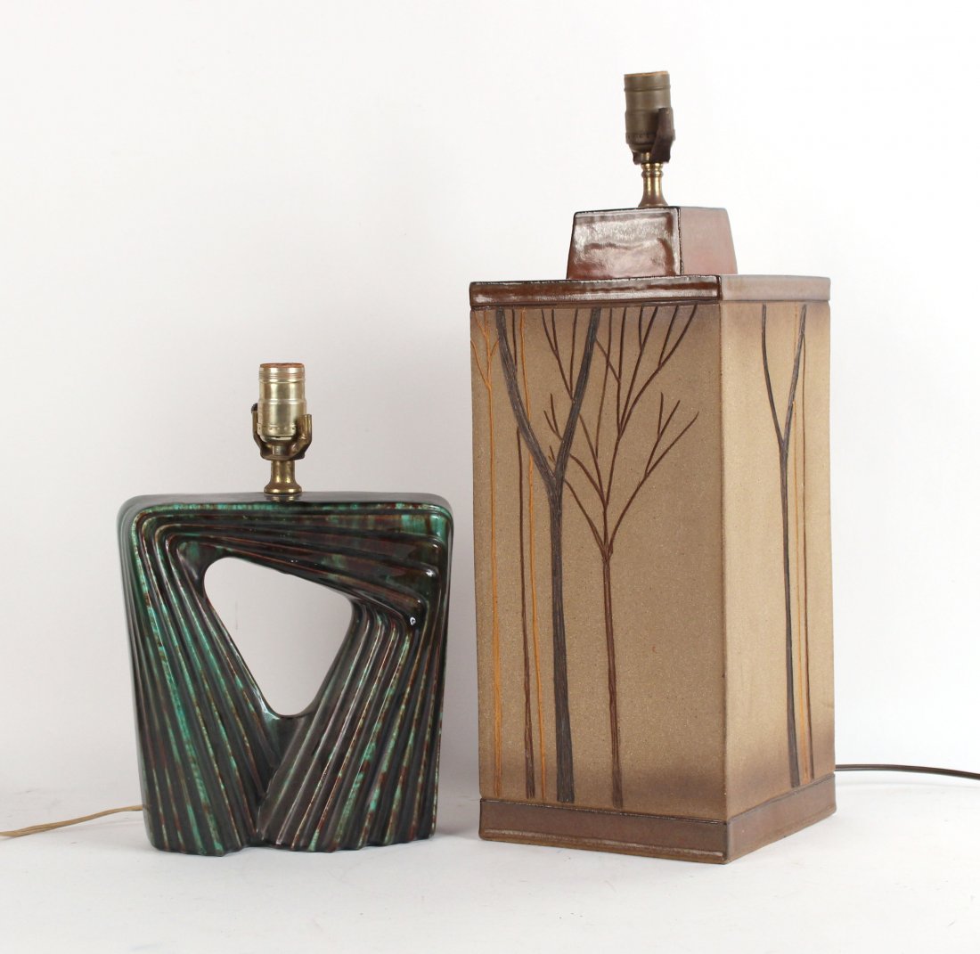 Two Glazed Ceramic Table Lamps (1 of 7)