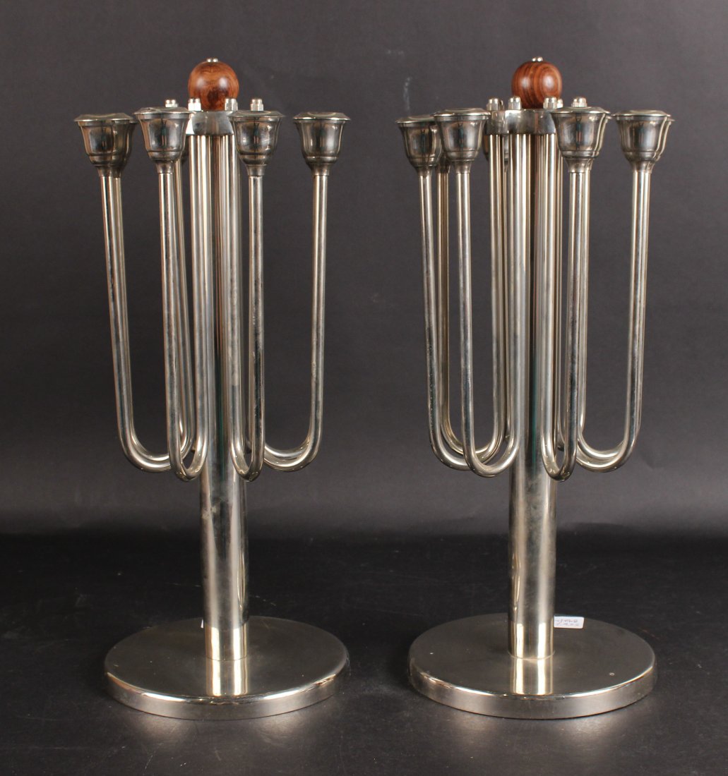 Pair of Modern Chrome Eight Arm Candelabra (1 of 5)