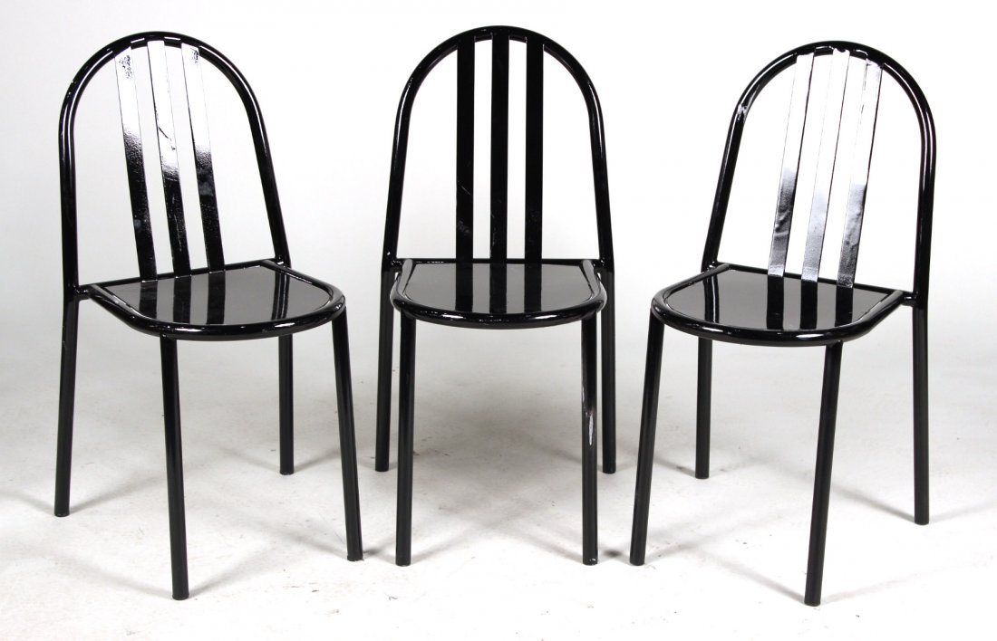 Three Black-Painted Metal Side Chairs (1 of 7)