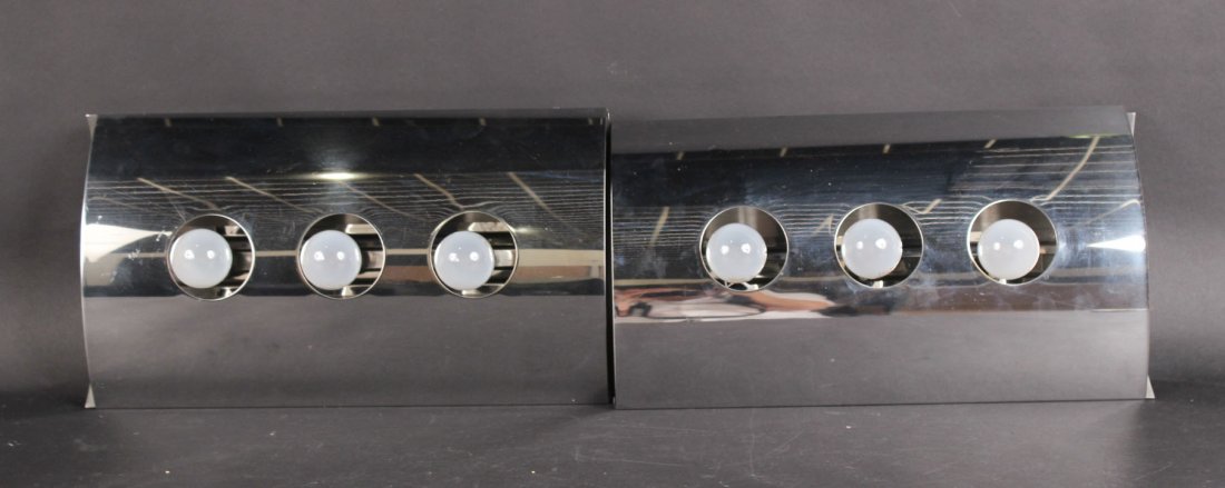 Pair of Modern Chrome Wall Sconces (1 of 7)