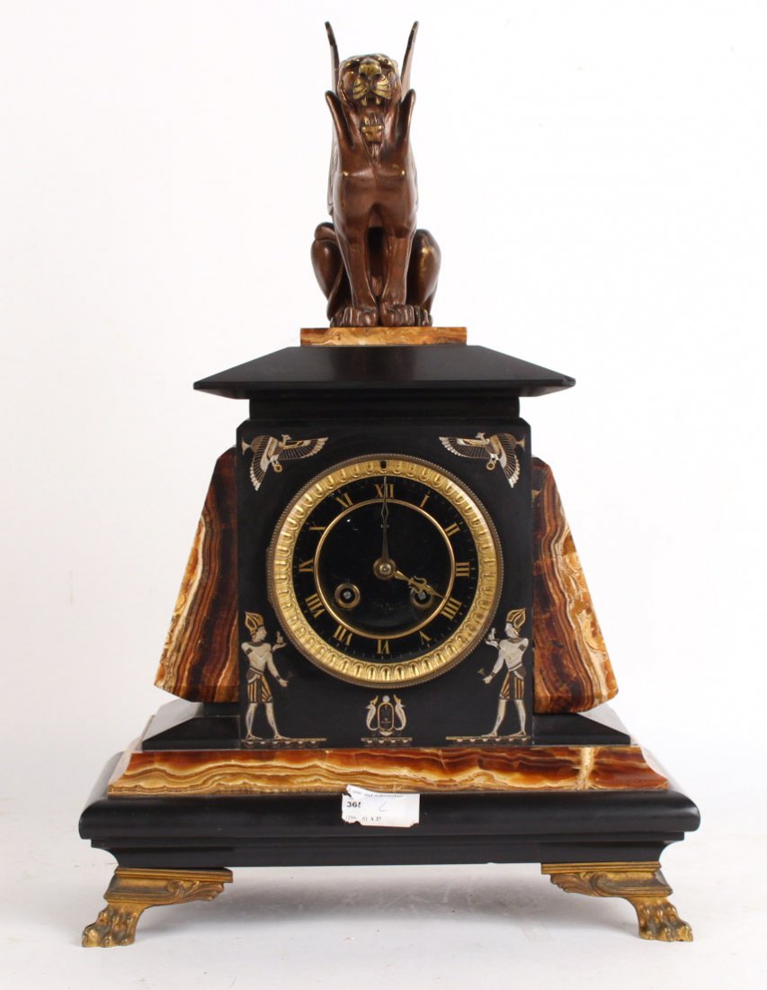 Egyptian Revival Mantle Clock, Conrad Felsing (1 of 10)