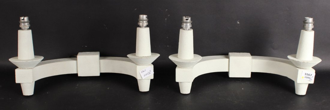 Pair of Art Deco Wood Wall Sconces: France, circa 1940. 18"w