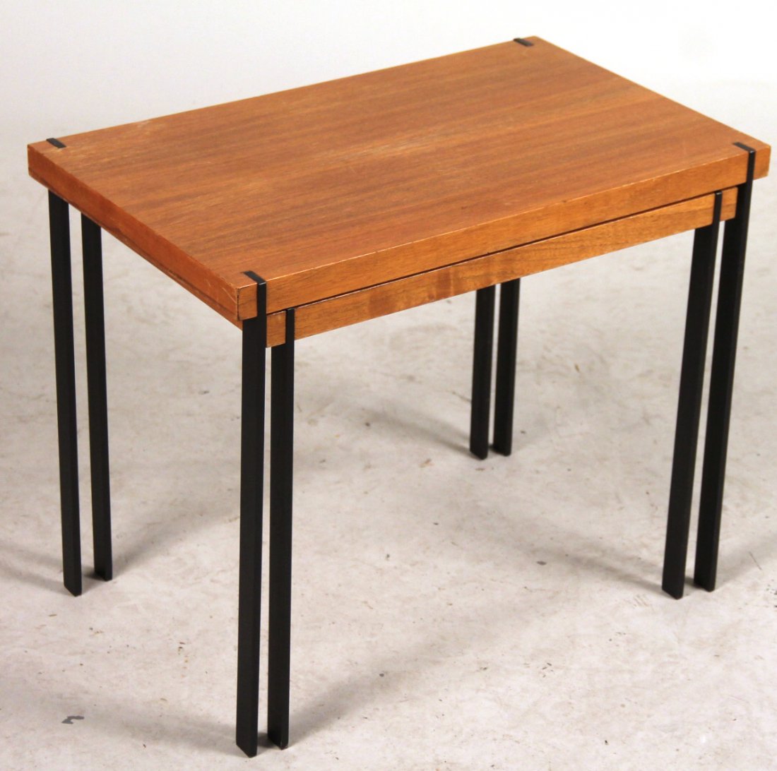Two Modern Walnut and Iron Nesting Tables (1 of 5)