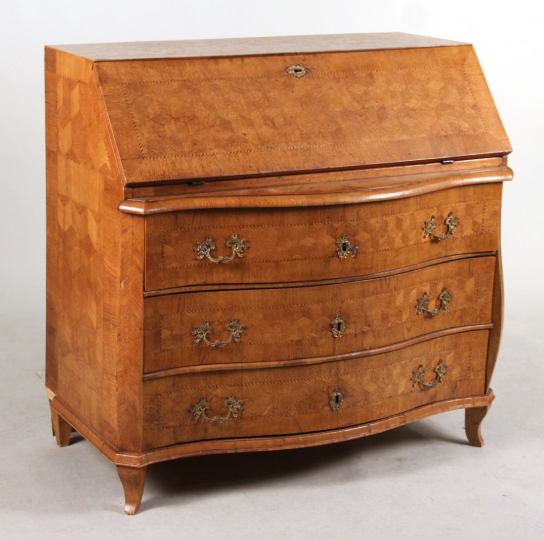 Louis XV Style Parquetry Oak Slant Front Desk (1 of 10)
