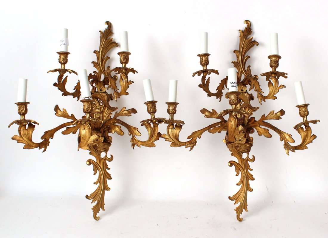 Pair of Neoclassical Style Gilt Metal Sconces (1 of 8)
