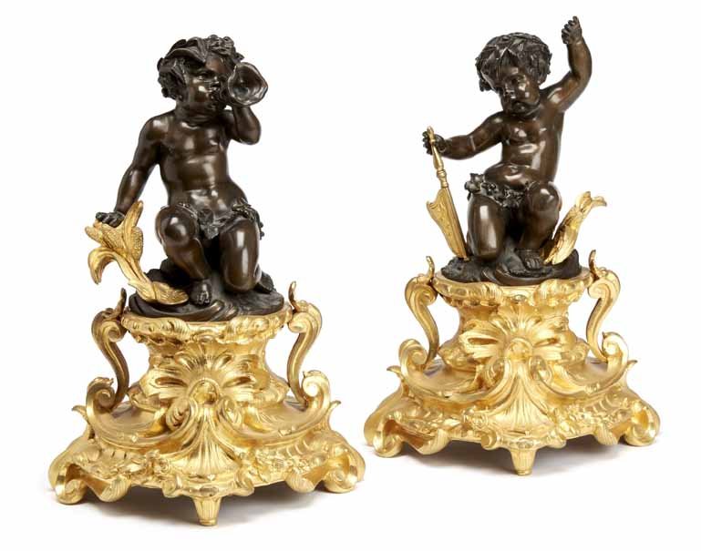 Pair of Louis XVI Gilt and Patinated Bronze Putti (1 of 10)