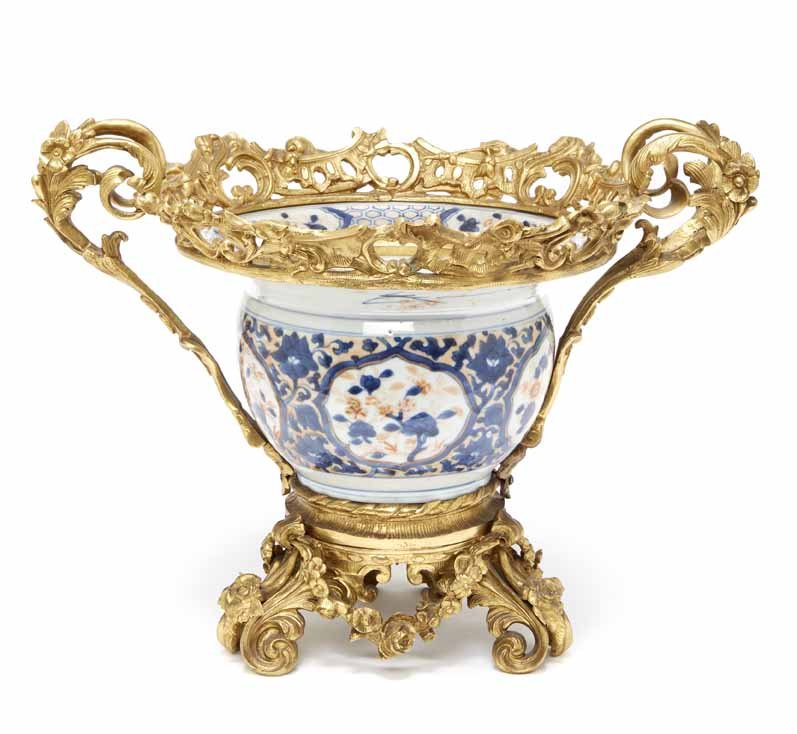 Rococo Style Gilt-Bronze and Porcelain Cachepot (1 of 8)