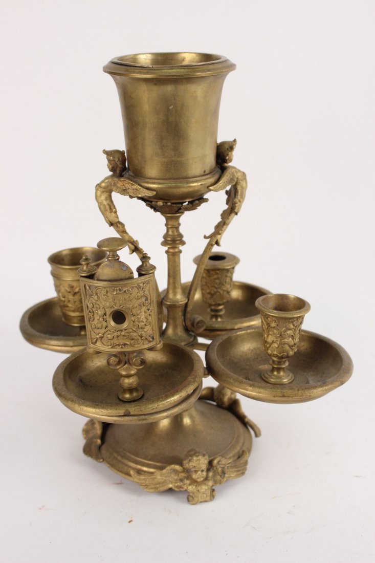 Brass Putti Figural Cigar Cutter and Ashtray (1 of 6)