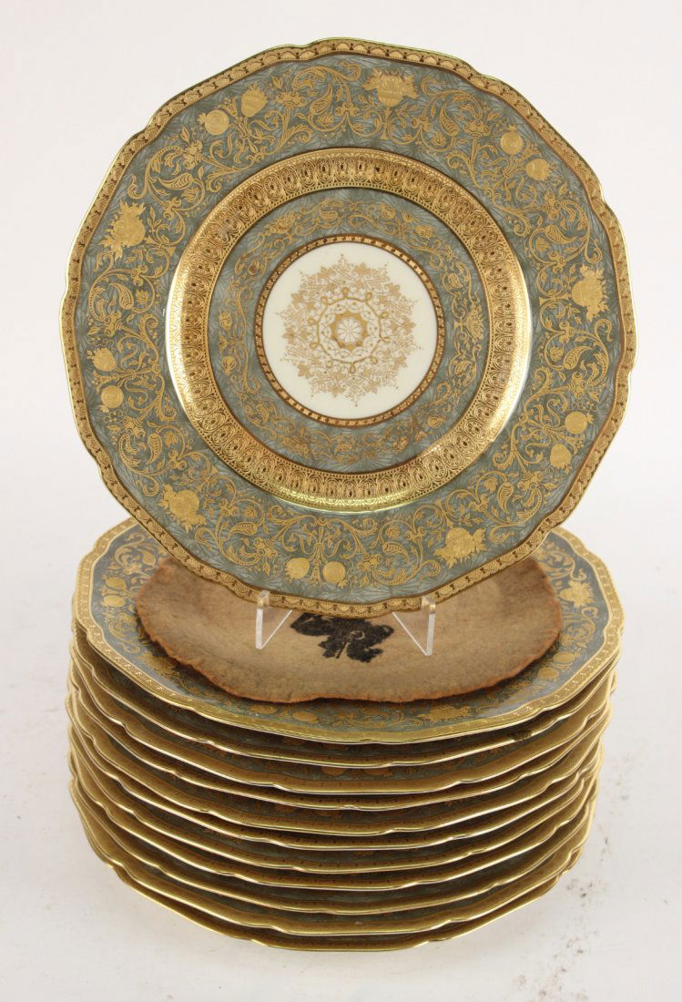 Twelve Black Knight Porcelain&Gilt Service Plates (1 of 8)