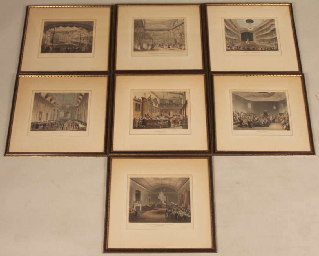 Seven Framed Rowlandson Hand Colored Engravings (1 of 9)