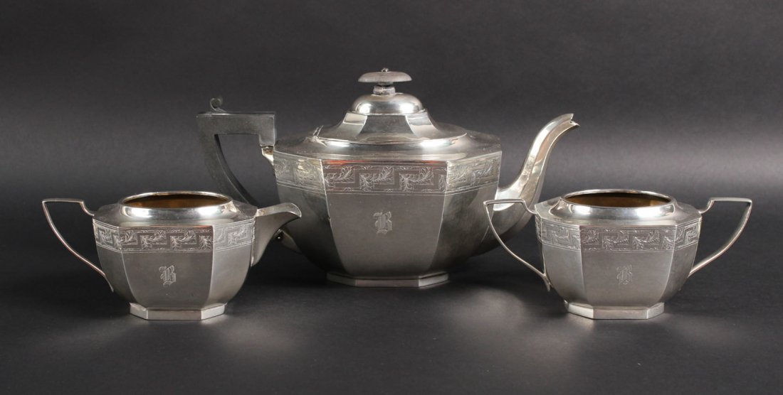 English Silver Three Piece Tea Service (1 of 7)
