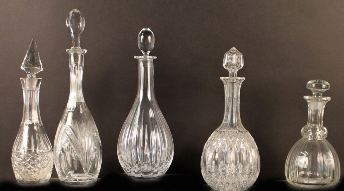Five Crystal Decanters and Stoppers (1 of 6)