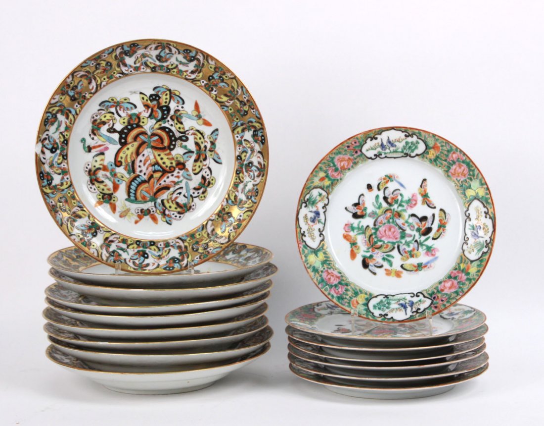 Sixteen Chinese Export "Black Butterfly" Plates (1 of 9)