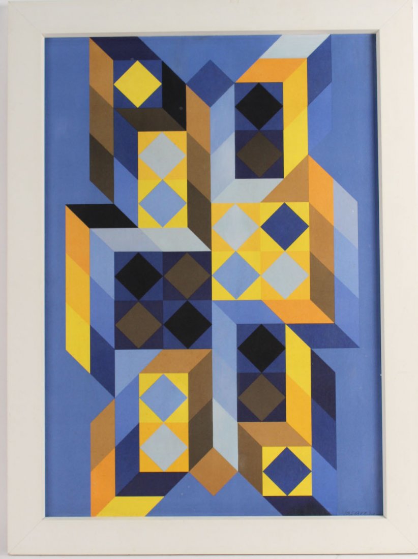 Lithograph on Board, Abstract, Victor Vasarely (1 of 8)
