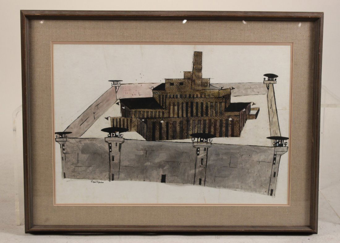 Ink Wash on Paper, Prison, Gregorio Prestopino (1 of 10)