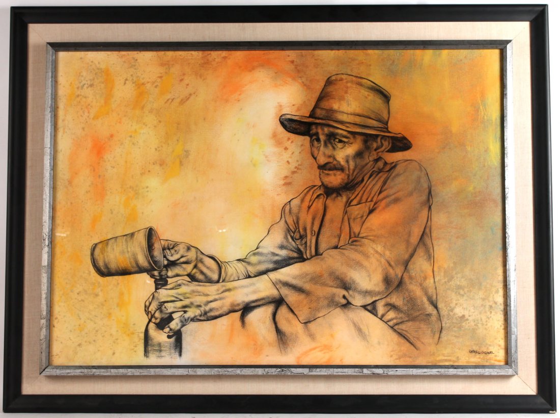 Acrylic on Paper "Man with Bottle" Rafael Coronel (1 of 8)