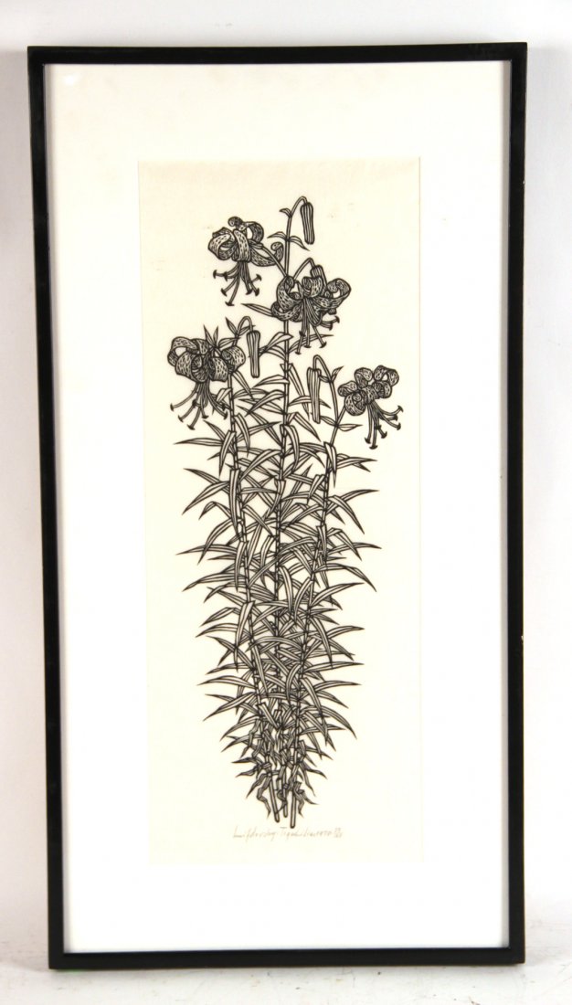 Woodcut Print, Tiger Lilies, Jacques Hnizdovsky (1 of 6)