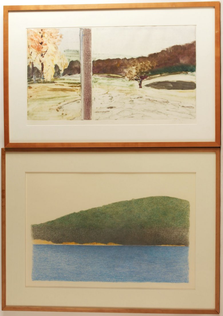 Monoprint, Landscape, Joel Janowitz: Signed l.r. Together with a pencil drawing, titled "Lake Celest #2" by Steven See. RDA# 23030, 14922 Bin#61 Sight size 16"h x 26"w