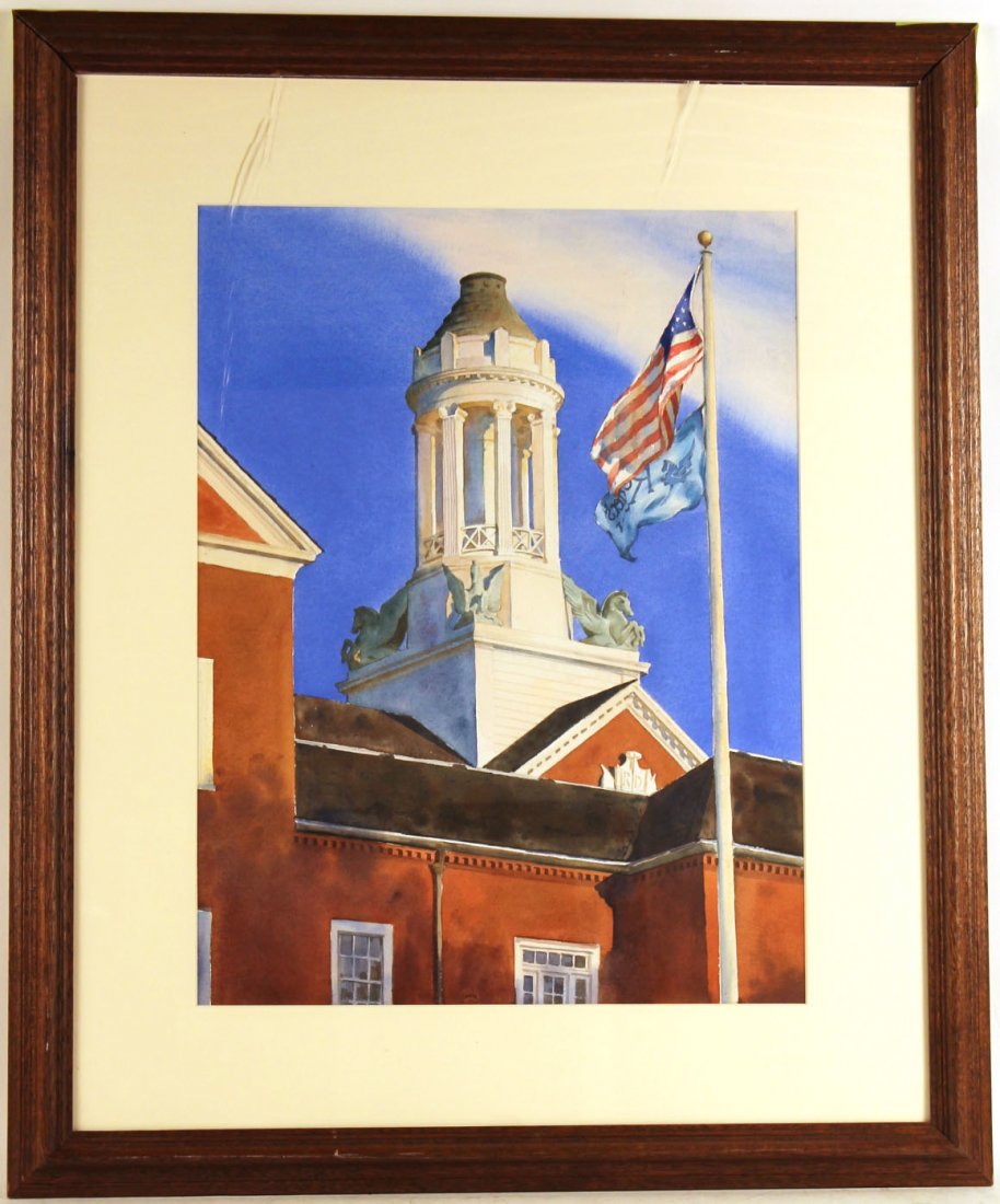 Watercolor, Reader's Digest Global Headquarters: By David Dewey RDA# 72601 Bin#66 Sight size: 28"h x 20"w