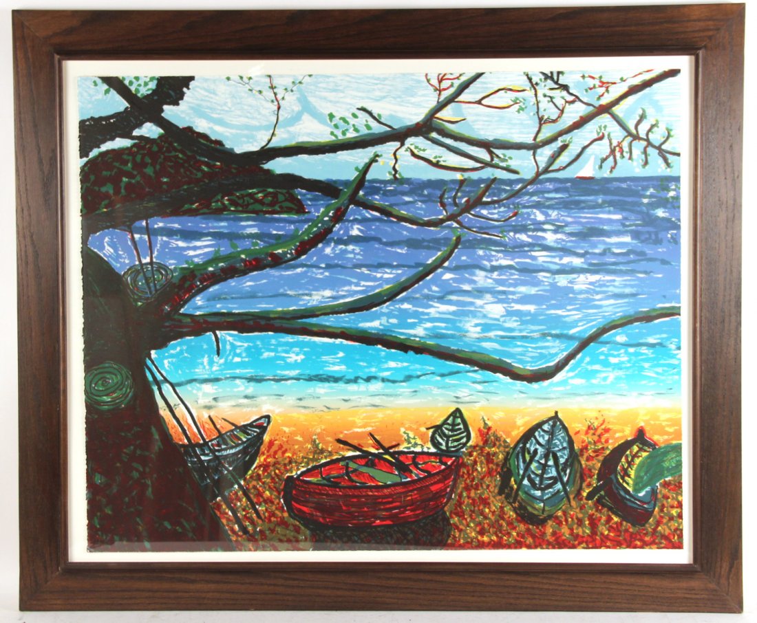 Lithograph, "Recondo," Rafael Ferrer: (Puerto Rican, b. 1933). RDA#71014. Bin#59. Sight size: 31-1/2"h x 37-1/2"w