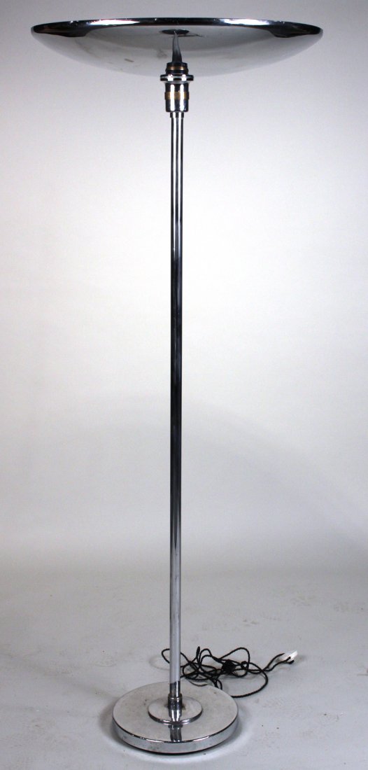 Art Deco Brass-Mounted Chrome Floor Lamp (1 of 5)