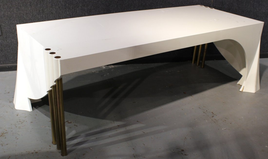 Contemporary White-Lacquered and Brass Desk (1 of 8)