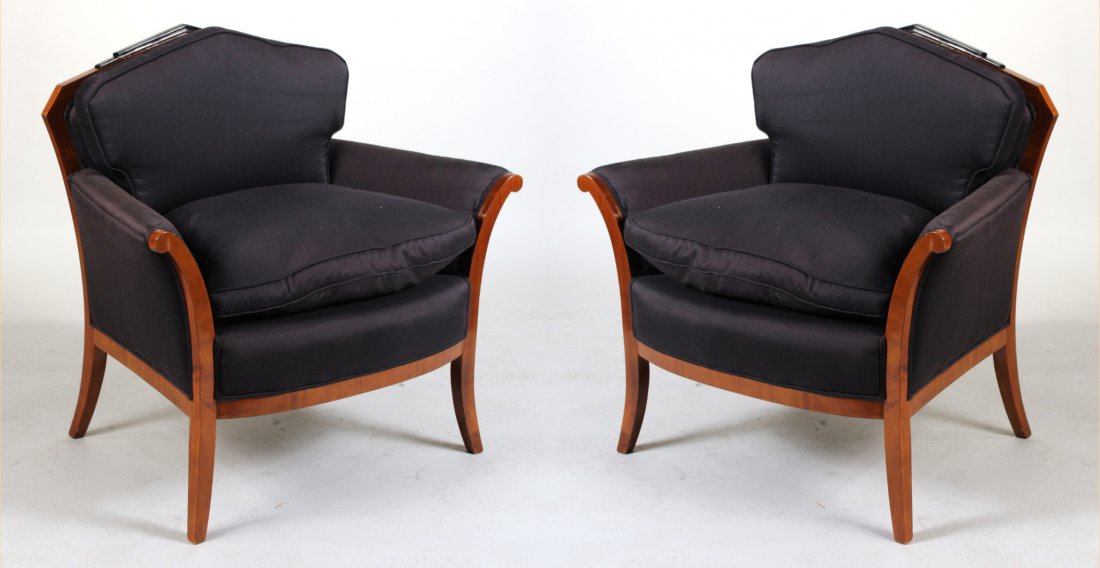 Pair of Art Deco Part-Ebonized Walnut Club Chairs (1 of 8)