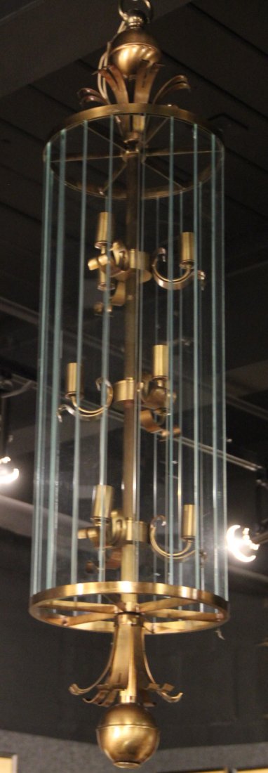Art Deco Brass and Glass Hall Lantern (1 of 4)