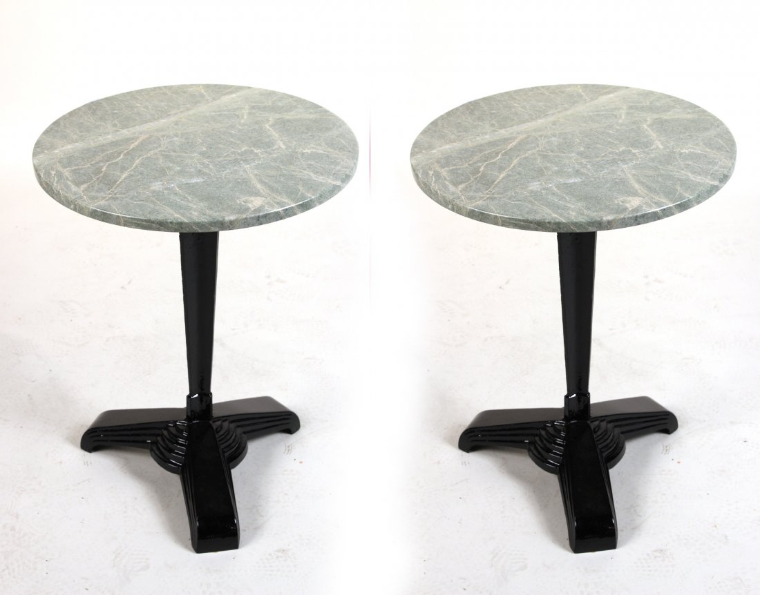 Pair of Art Deco Marble-Top Metal Side Tables (1 of 5)