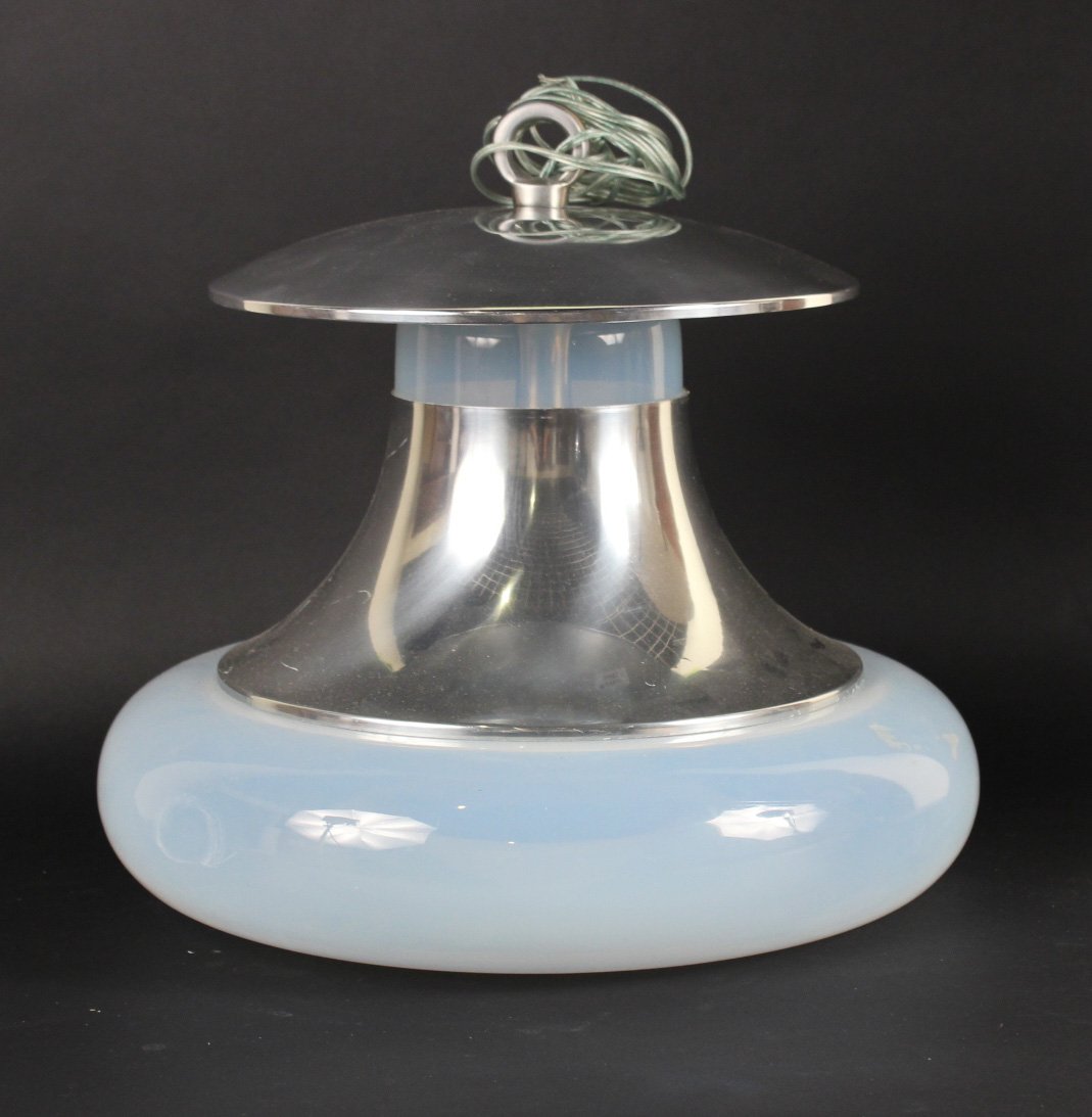 Modern Aluminum and Glass Globe Ceiling Fixture (1 of 4)