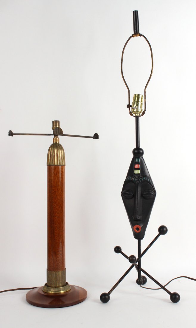 Modern Brass Mounted Wood Table Lamp (1 of 8)