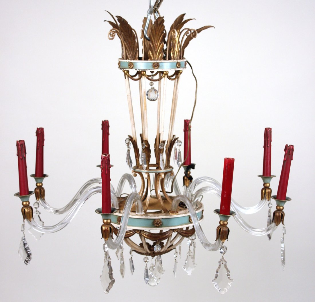 Neoclassical Style Painted-Metal&Glass Chandelier (1 of 9)