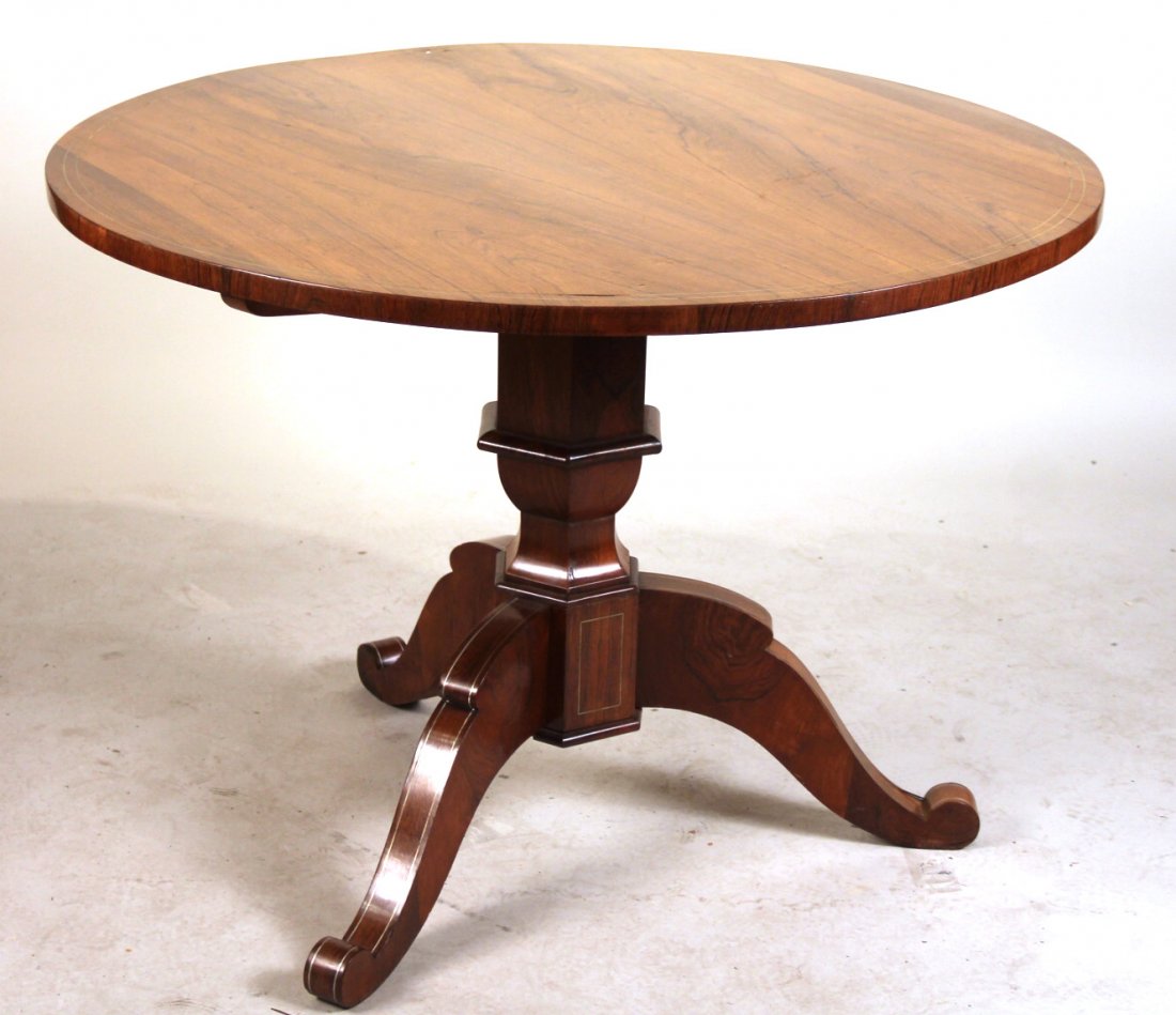 Biedermeier Brass-Inlaid Walnut Center Table (1 of 10)