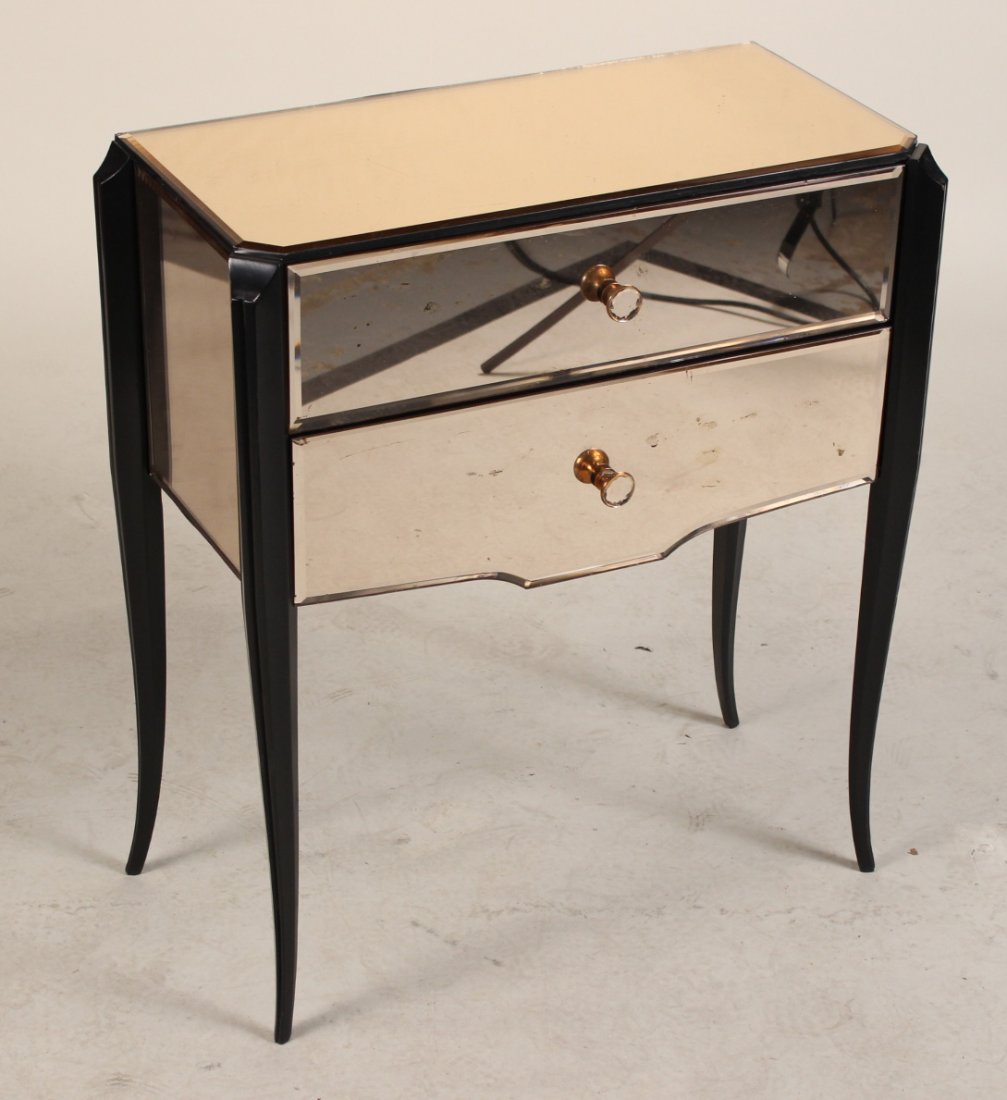 Modern Part-Ebonized Mirrored Nightstand (1 of 6)