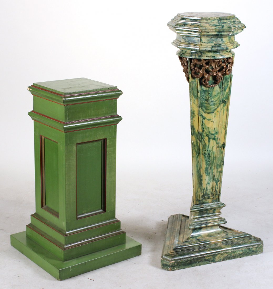 Two Green-Painted Wood Pedestals (1 of 9)