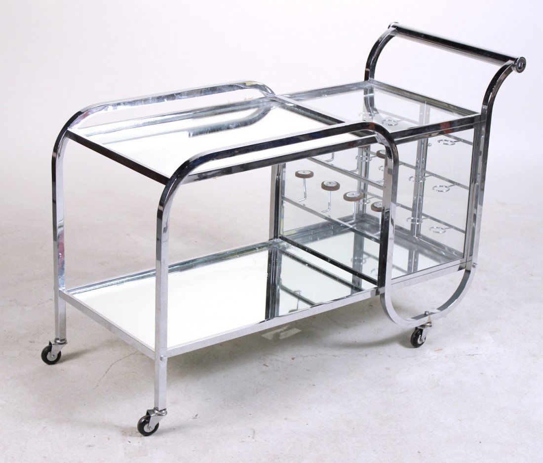 Art Deco Chrome and Mirrored Bar Cart (1 of 7)