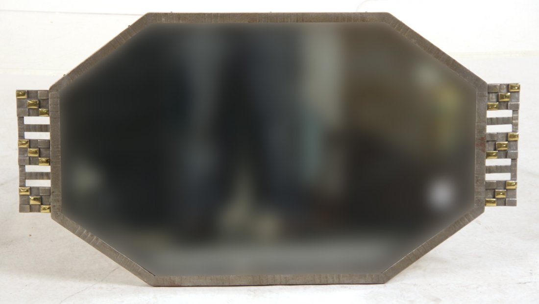 Art Deco White-Metal and Brass Octagonal Mirror (1 of 4)