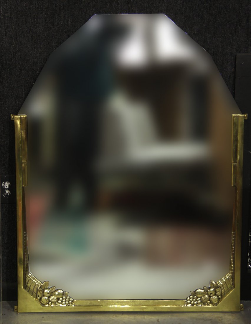 Art Deco Brass Fruit-Decorated Mirror (1 of 3)