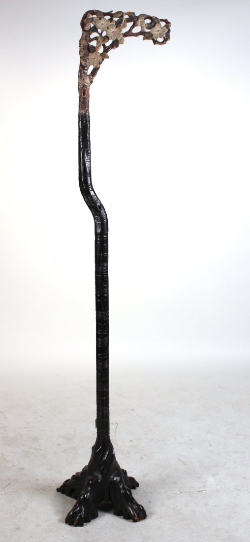 Painted and Carved Wood Flowering Tree-Form Stand (1 of 5)