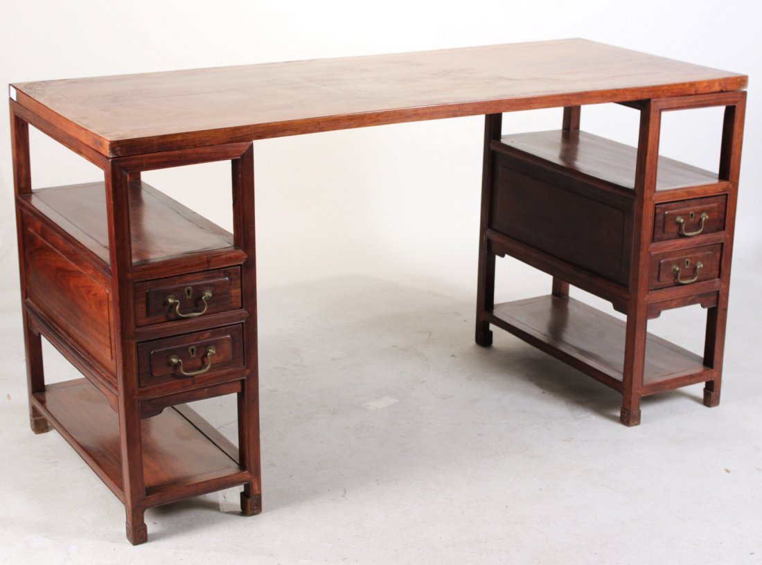 Chinese Hardwood Pedestal Desk (1 of 8)