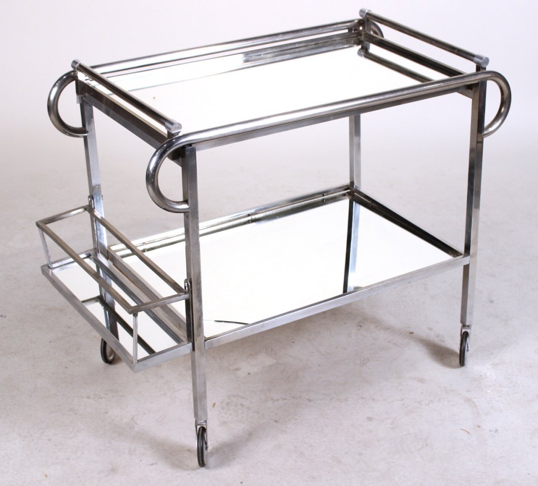 Art Deco Chrome and Mirrored Bar Cart (1 of 7)