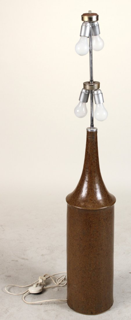 Brown-Glazed Ceramic Table Lamp (1 of 5)