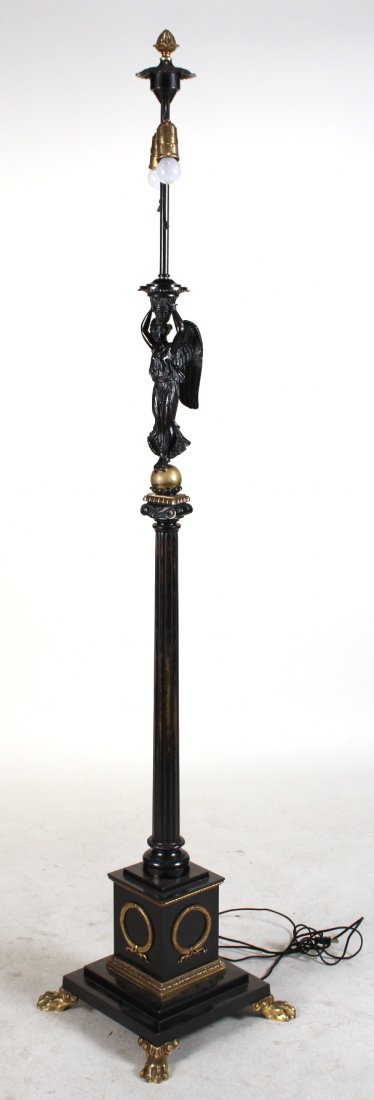 Empire Style Brass and Patinated Metal Floor Lamp (1 of 9)
