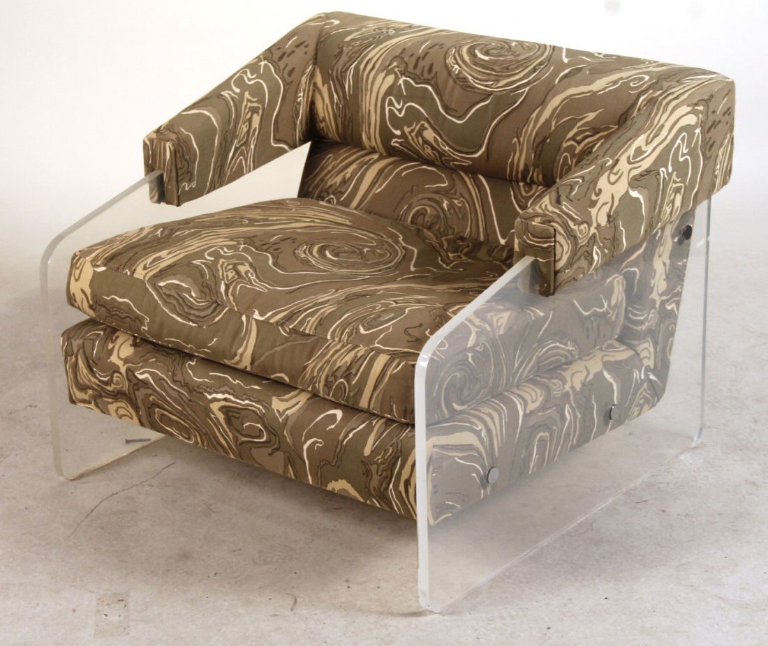 Modern Upholstered Lucite Club Chair (1 of 5)