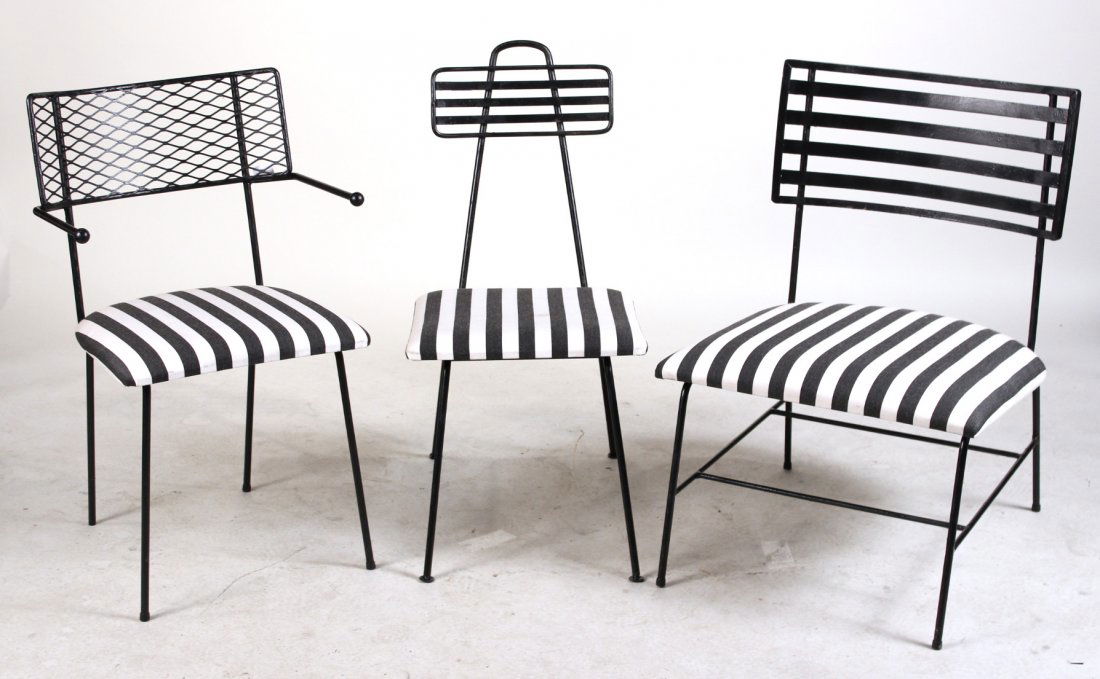 Three Modern Black-Painted Metal Chairs (1 of 8)