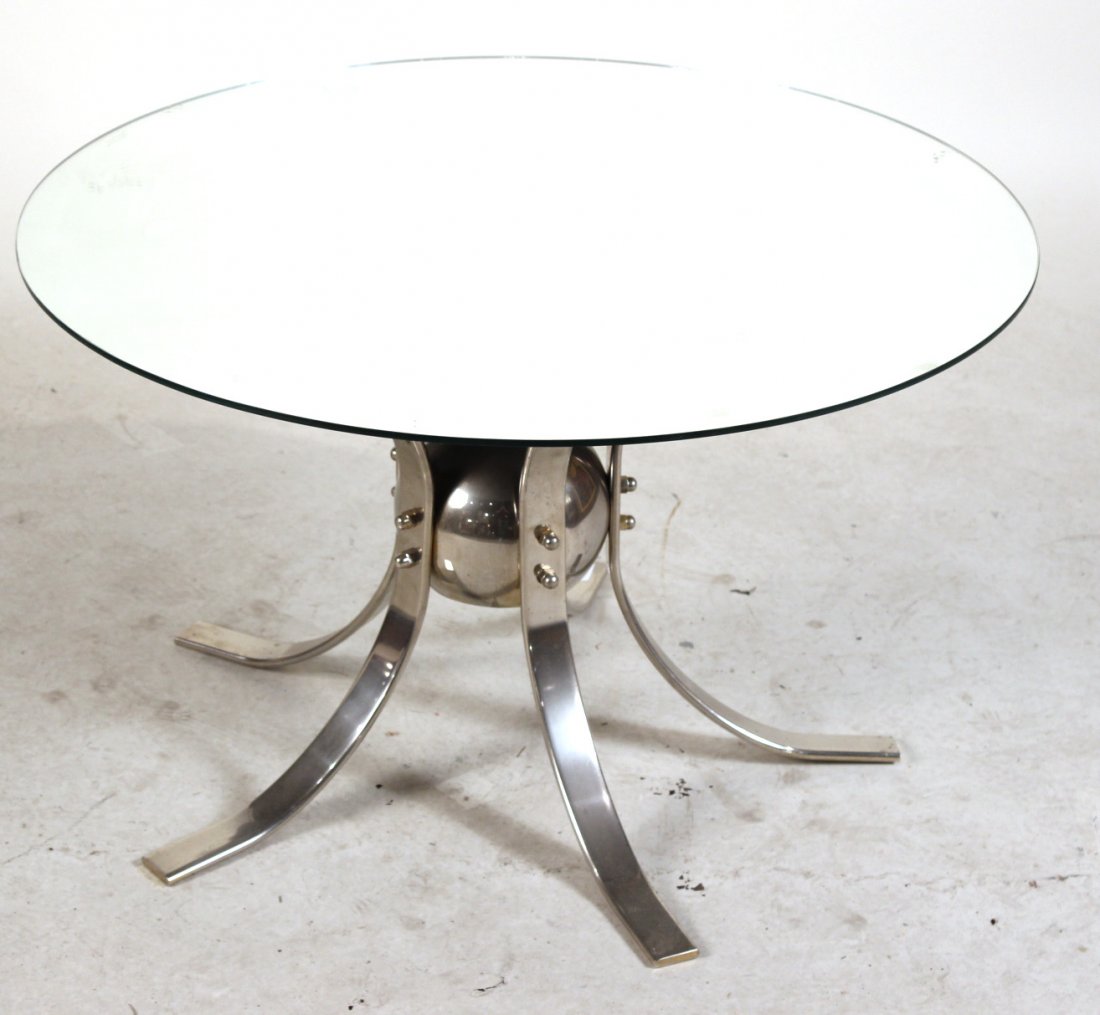 Modern Chrome and Mirrored Top Round Table (1 of 4)