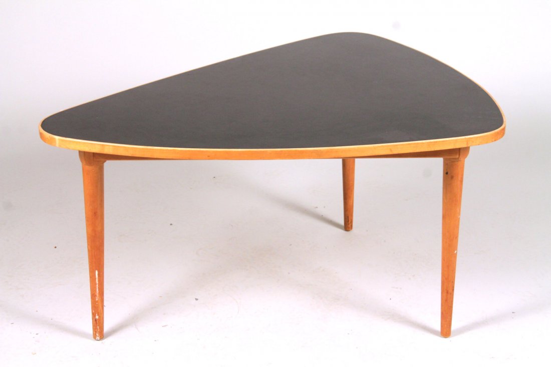 Modern Black-Lacquer and Maple Shaped Low Table (1 of 4)